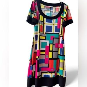 Tiana B. Colorful Geometric Pattern Dress Size Medium/10